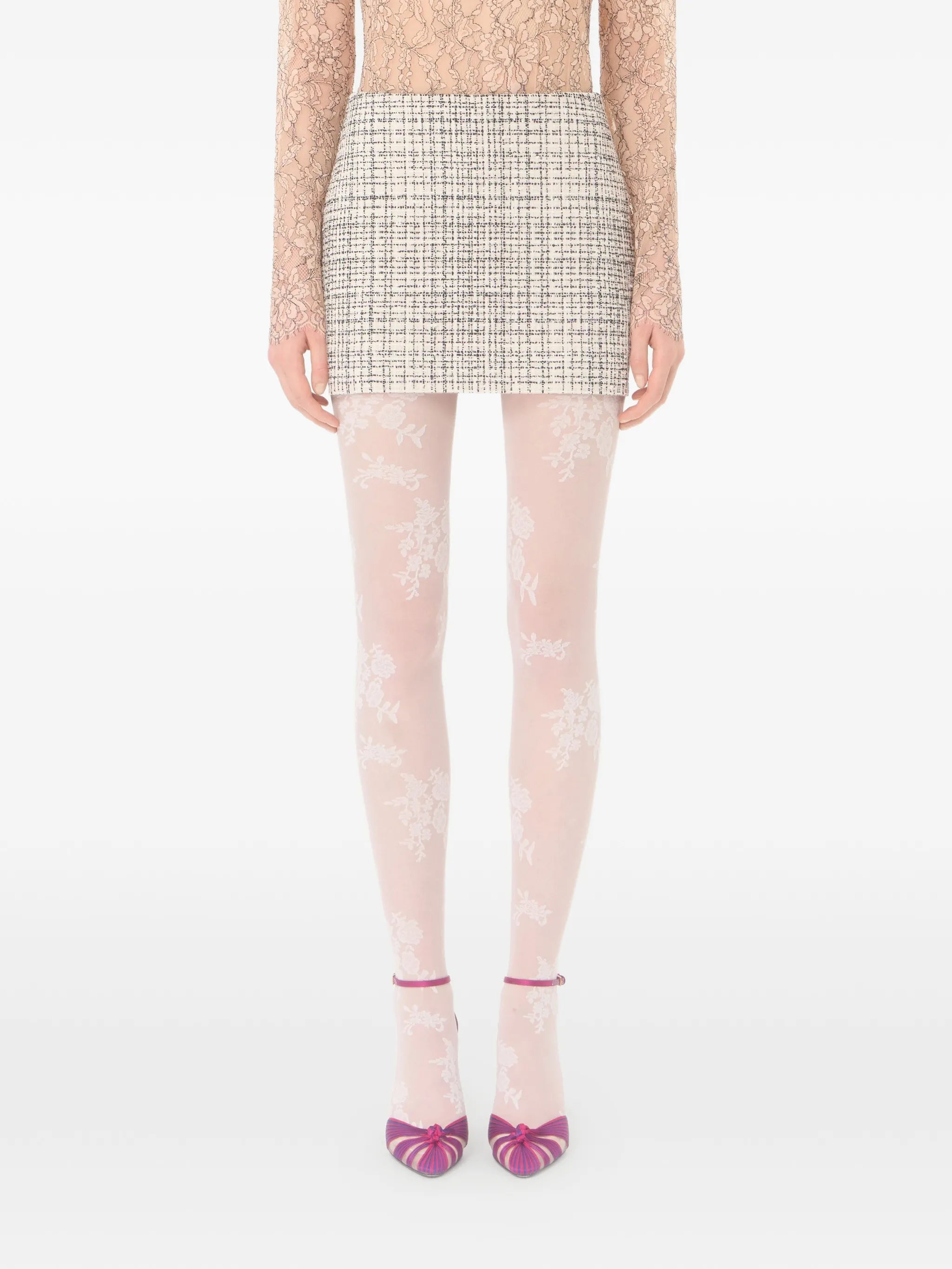 Valentino Valentino Mini Skirt In Square Tweed, view 2