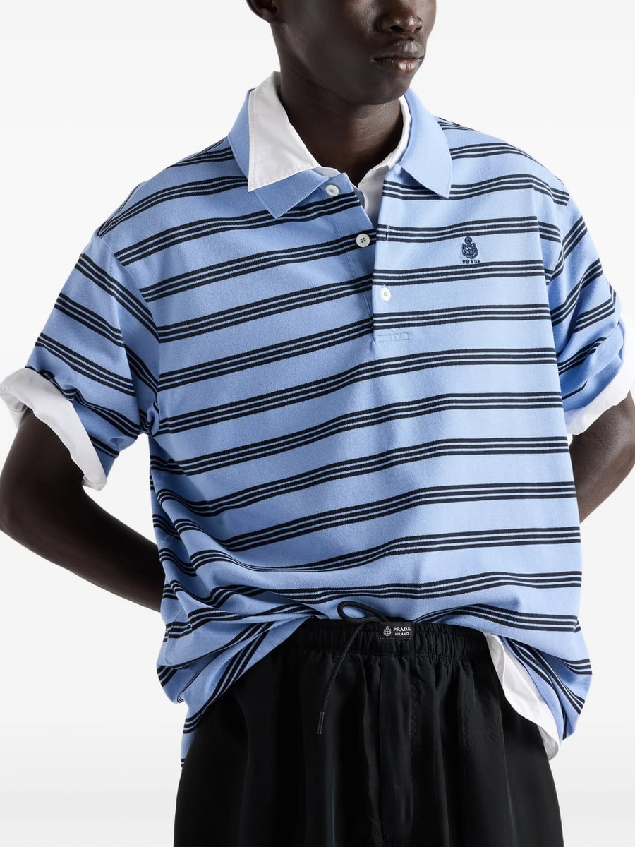 Prada Prada Garment-dyed Cotton Polo Shirt, view 2