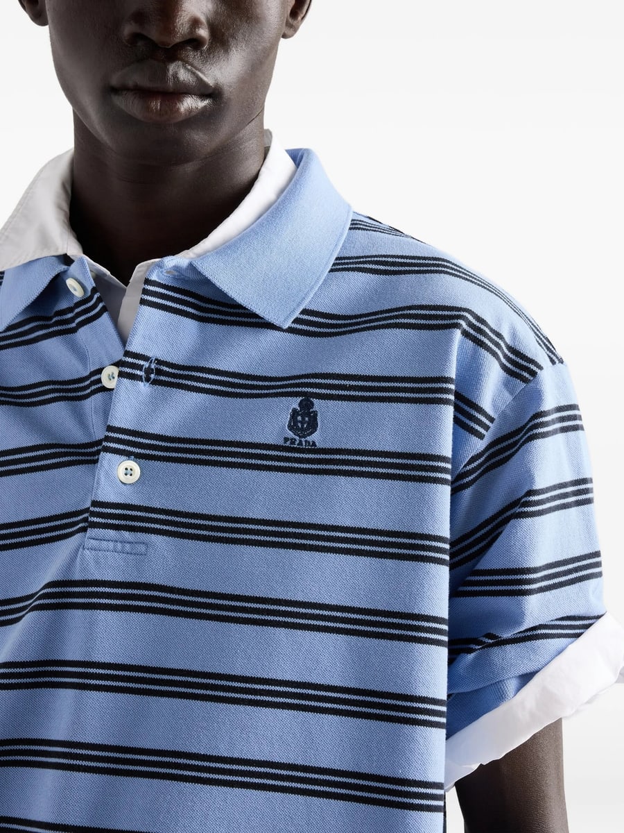 Prada Prada Garment-dyed Cotton Polo Shirt, view 5