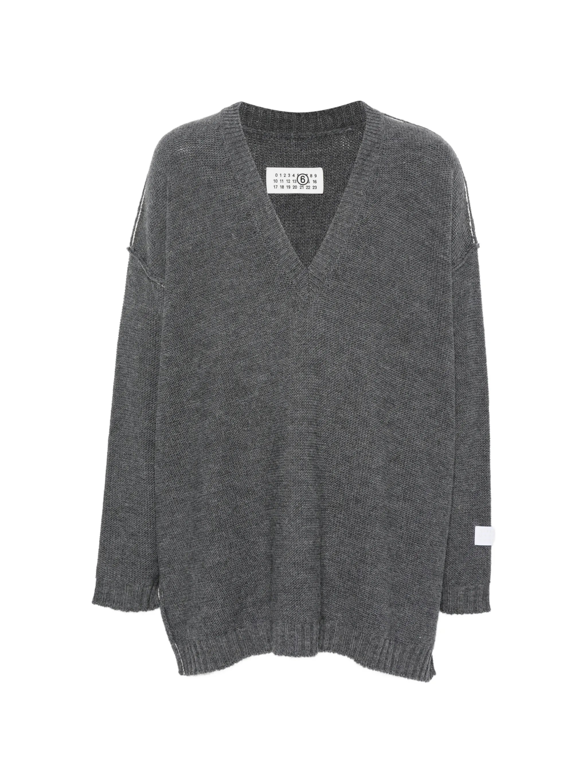 MM6 Maison Margiela Mm6 Maison Margiela V-neck Drop-shoulder Sweater