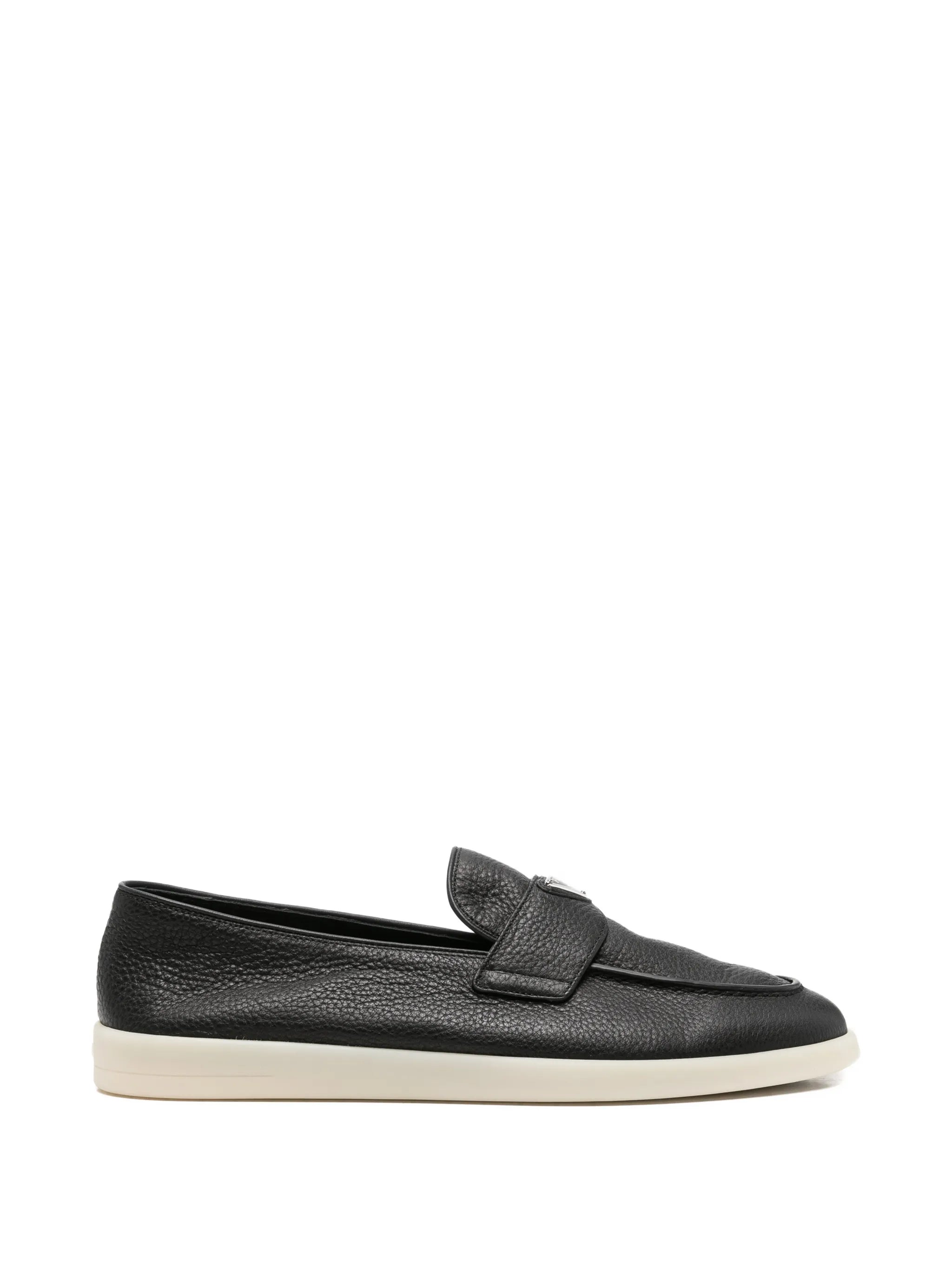 Prada Prada Logo-plaque Pebble-grain Loafers