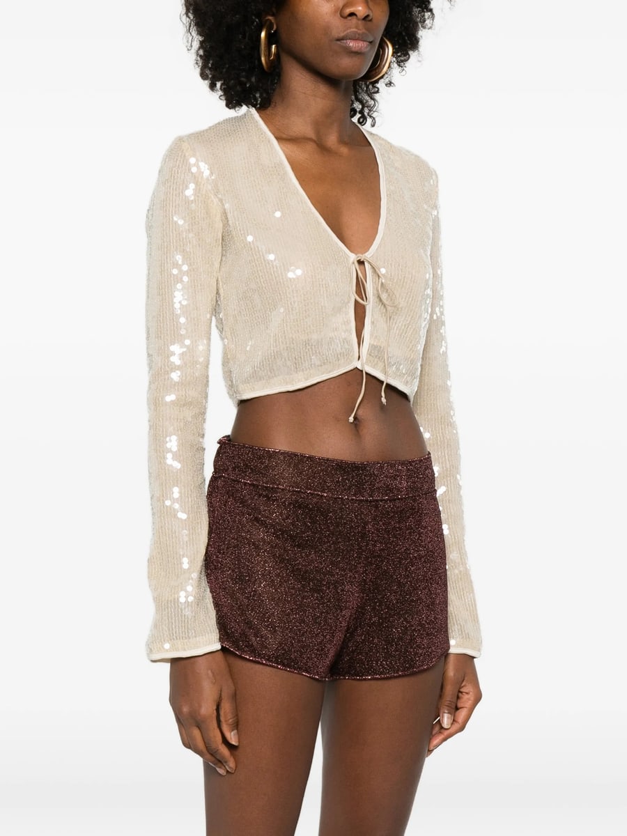 Oséree Oséree Marylin Sequin Tie Top, view 2