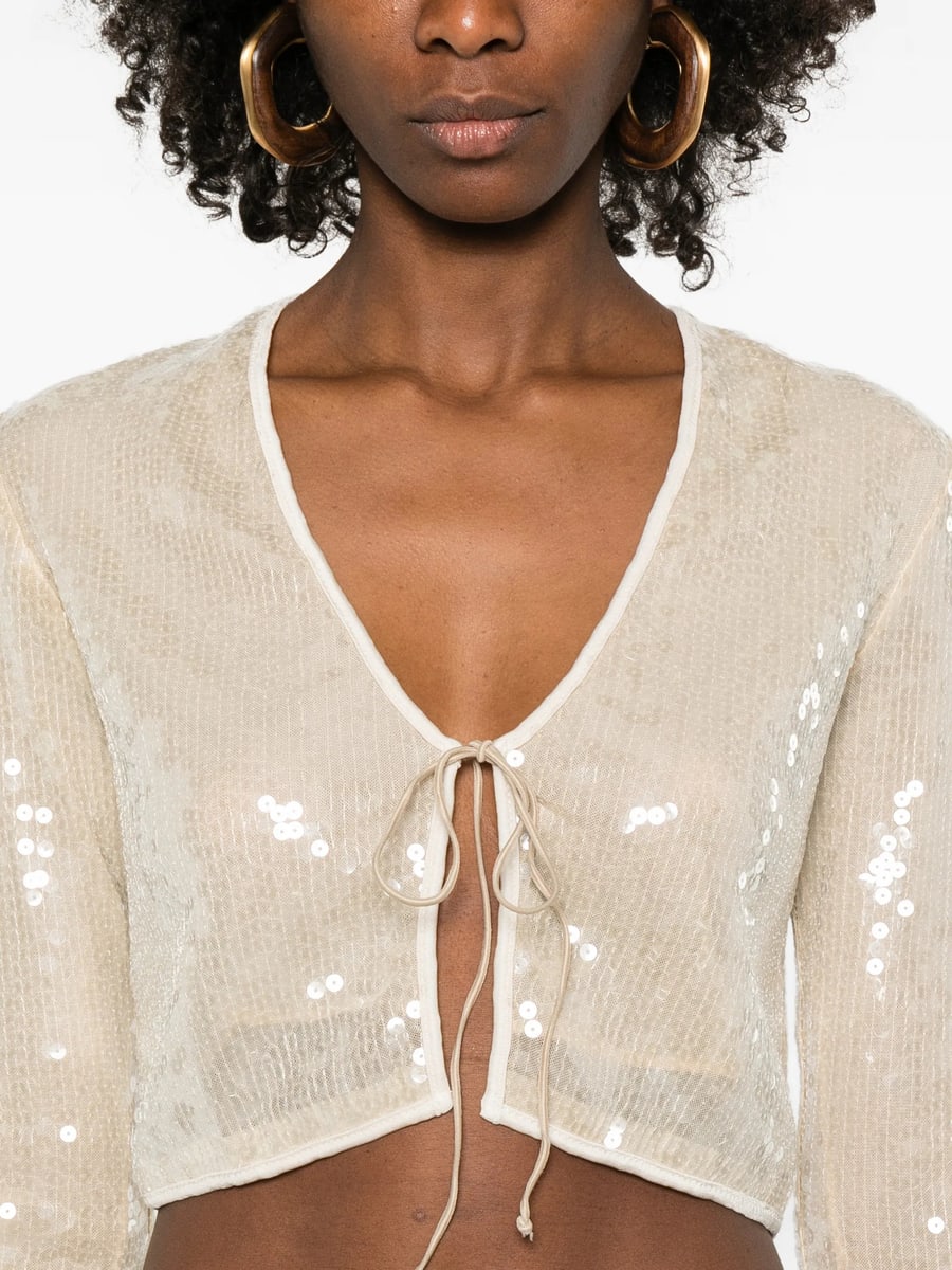 Oséree Oséree Marylin Sequin Tie Top, view 3