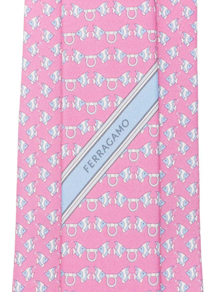 Ferragamo Ferragamo Cyrus Gancini Fish-print Tie, view 2