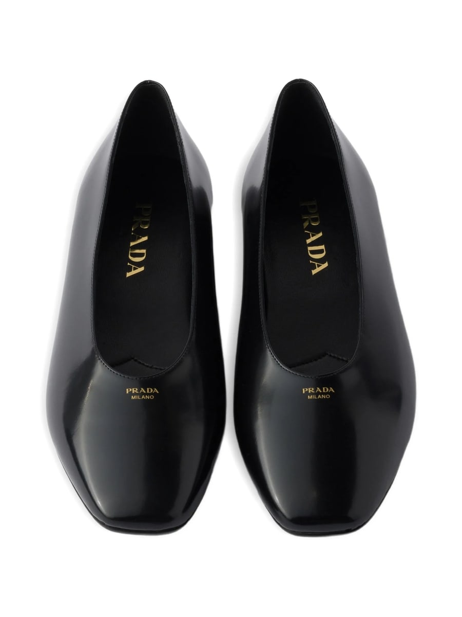 Prada Prada Brushed Leather Ballerinas, view 3