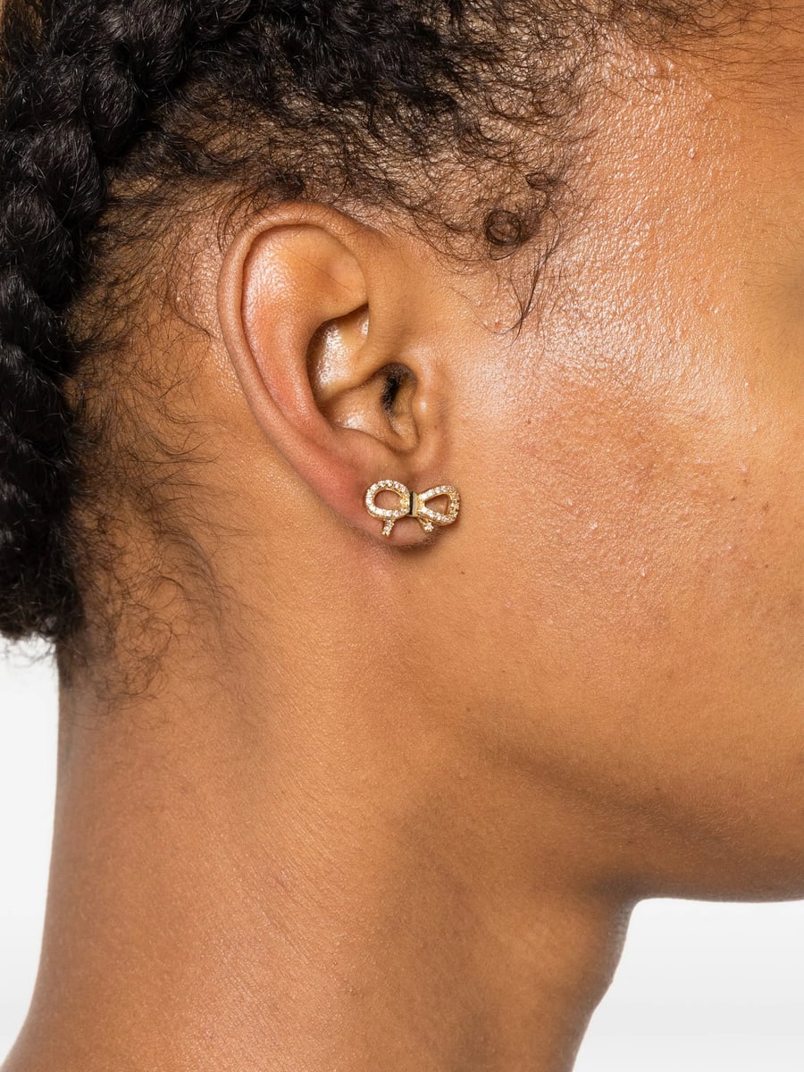 Ferragamo Ferragamo Crystal-embellished Bow Earrings, view 2