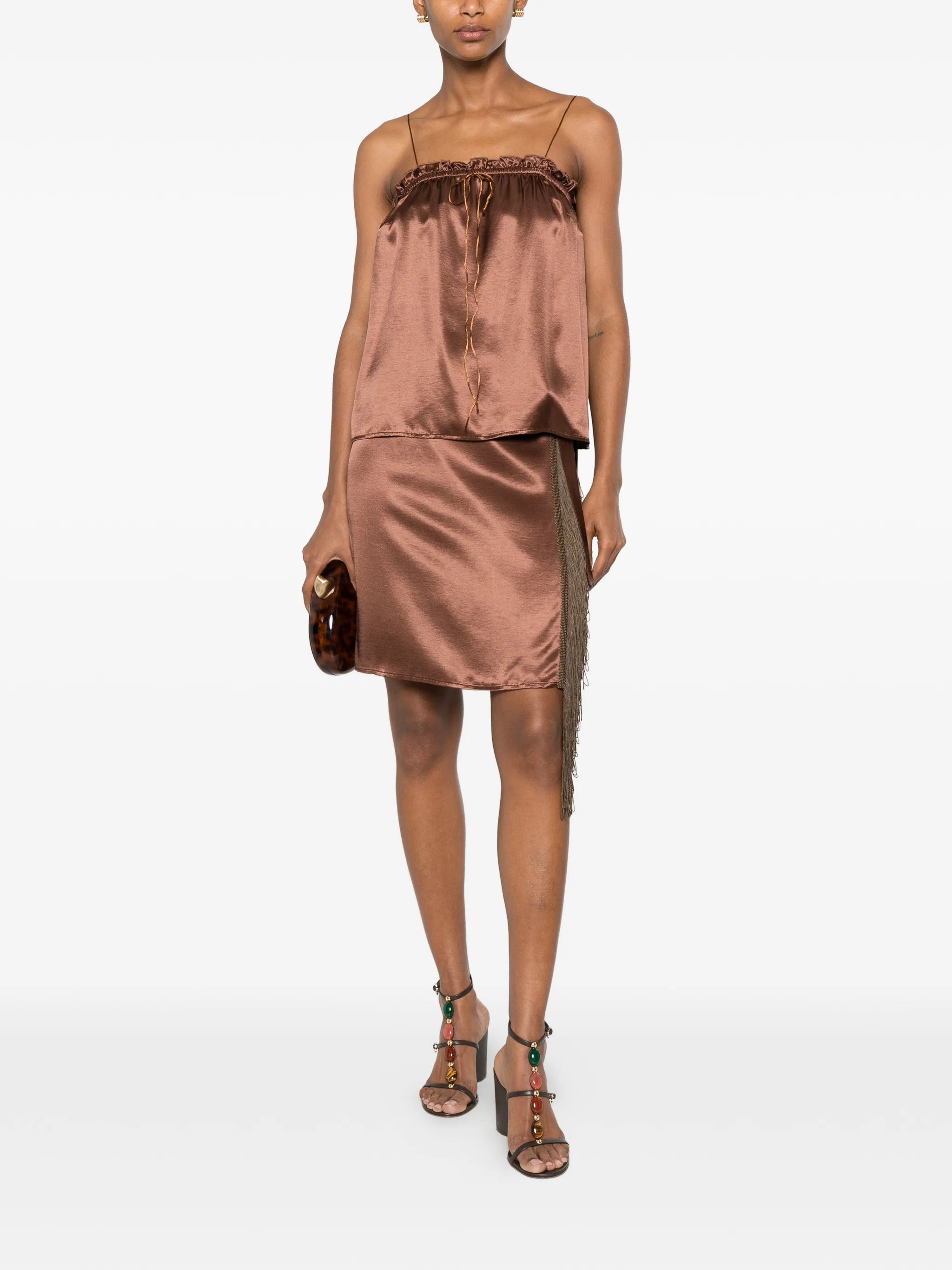 The Nina Studio The Nina Studio Fringe-trim Wrap Skirt, view 2