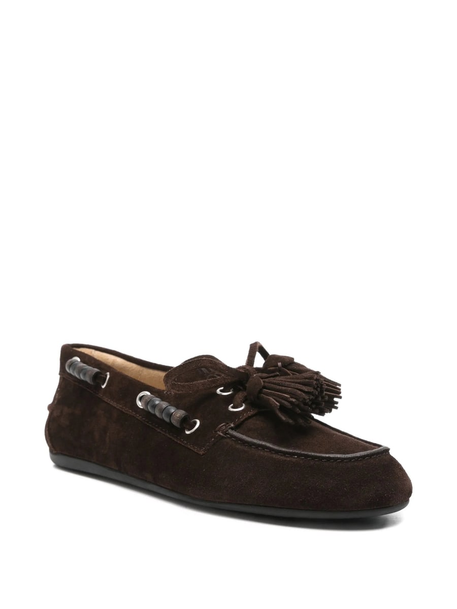 Miu Miu Miu Miu Suede Deck Shoes With Tassels, view 3