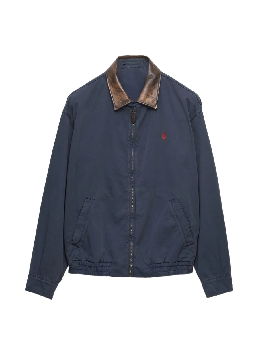 Prada Prada Logo-embroidered Contrast-collar Coat