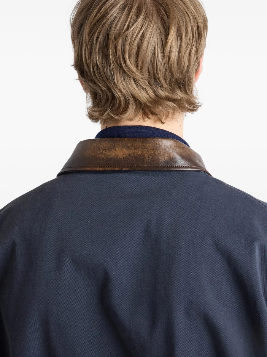 Prada Prada Logo-embroidered Contrast-collar Coat, view 2