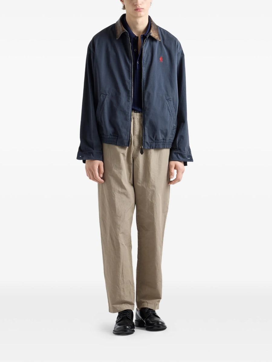 Prada Prada Logo-embroidered Contrast-collar Coat, view 3