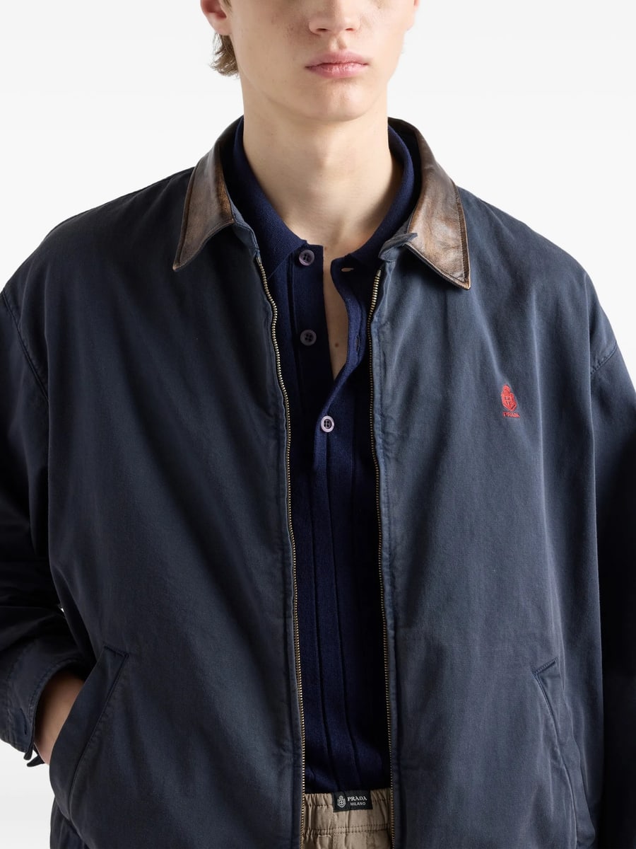 Prada Prada Logo-embroidered Contrast-collar Coat, view 5