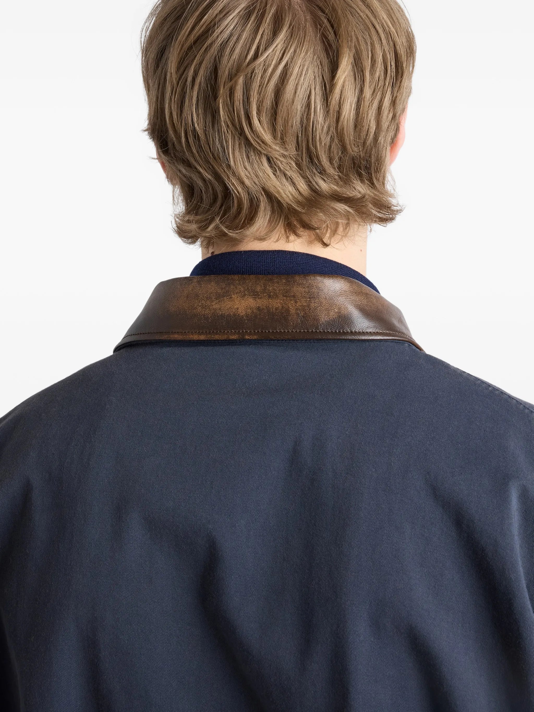 Prada Prada Logo-embroidered Contrast-collar Coat, view 2