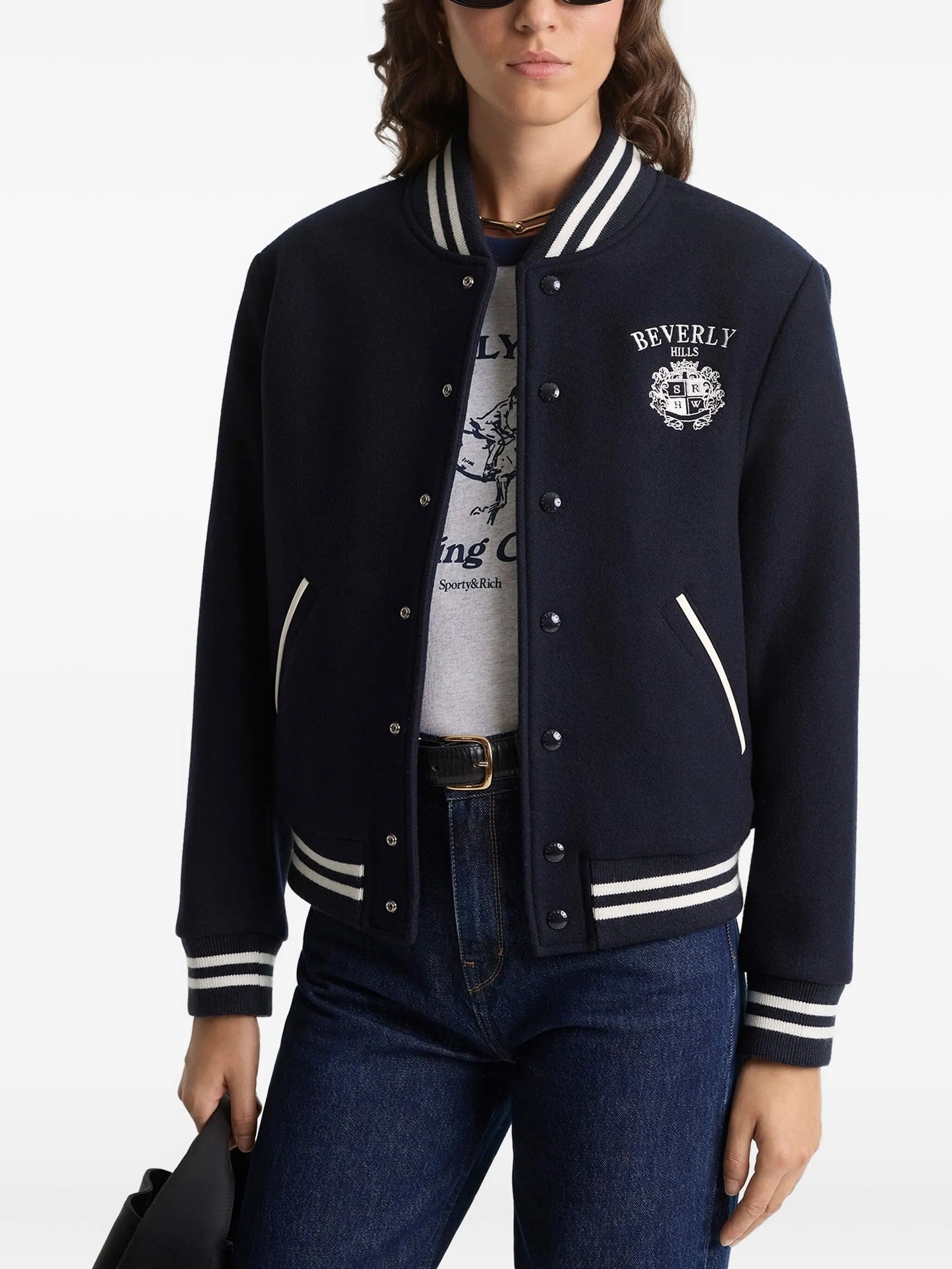 Sporty & Rich Sporty & Rich Striped Embroidered Jacket, view 2