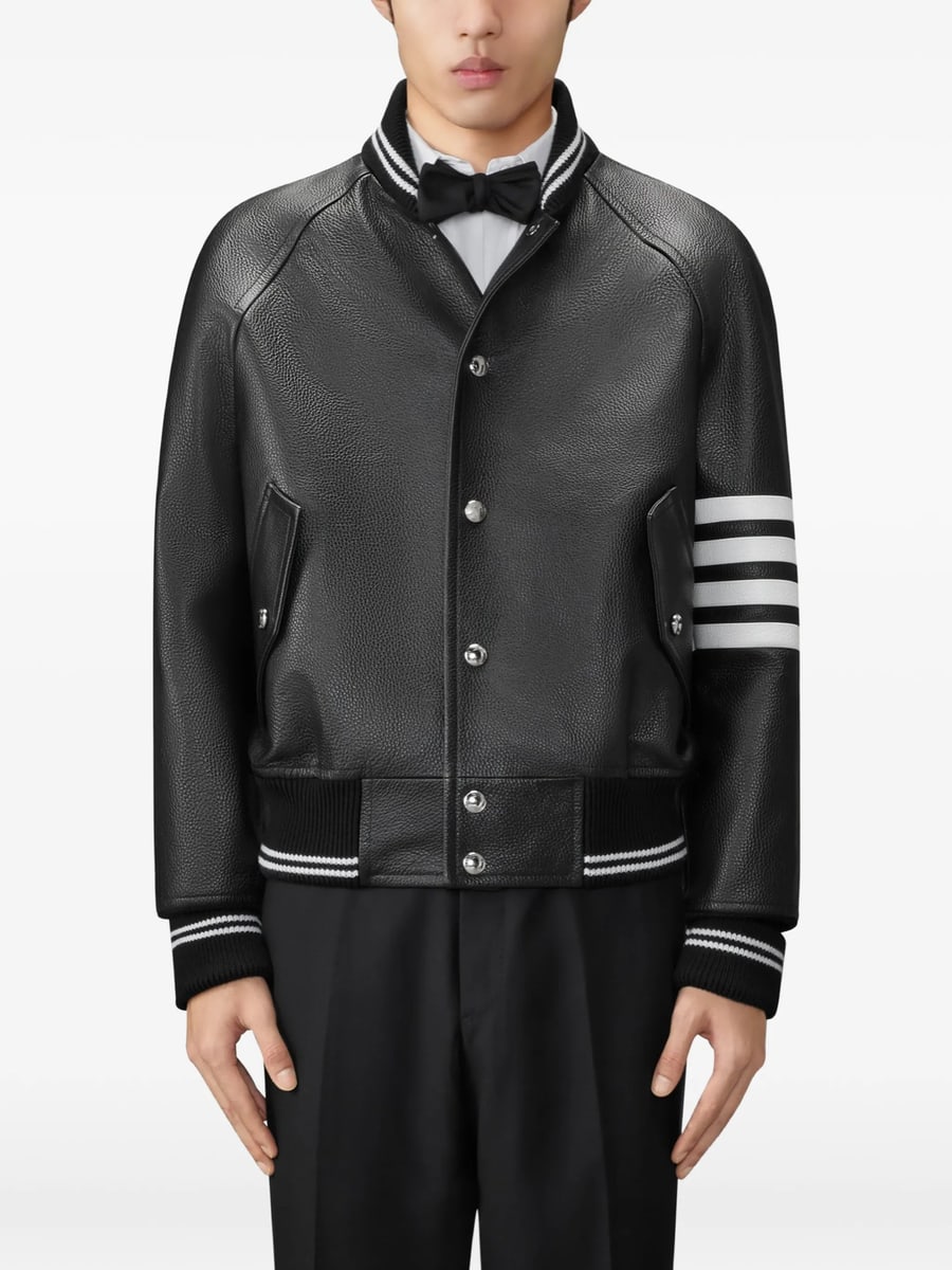 Thom Browne Thom Browne Raglan-sleeve Leather Jacket, view 4