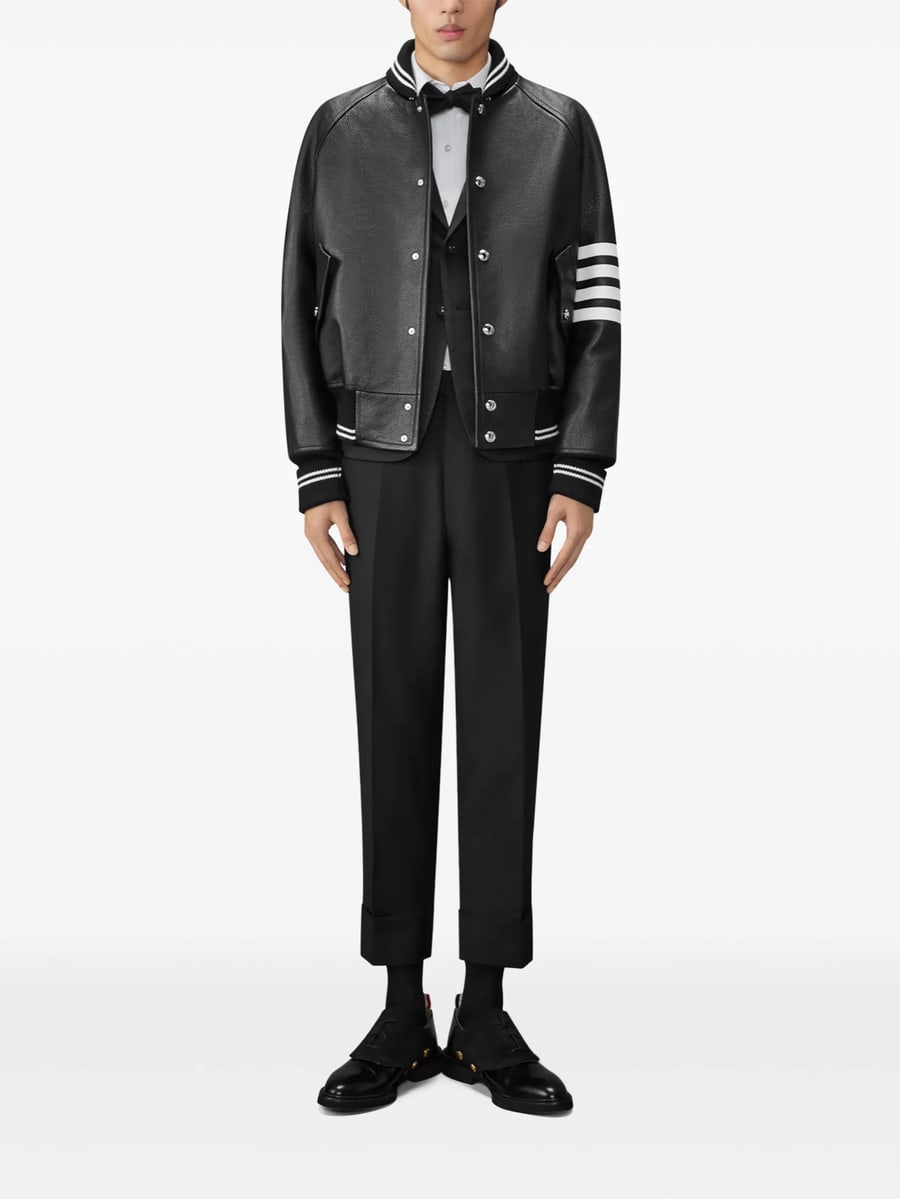 Thom Browne Thom Browne Raglan-sleeve Leather Jacket, view 5