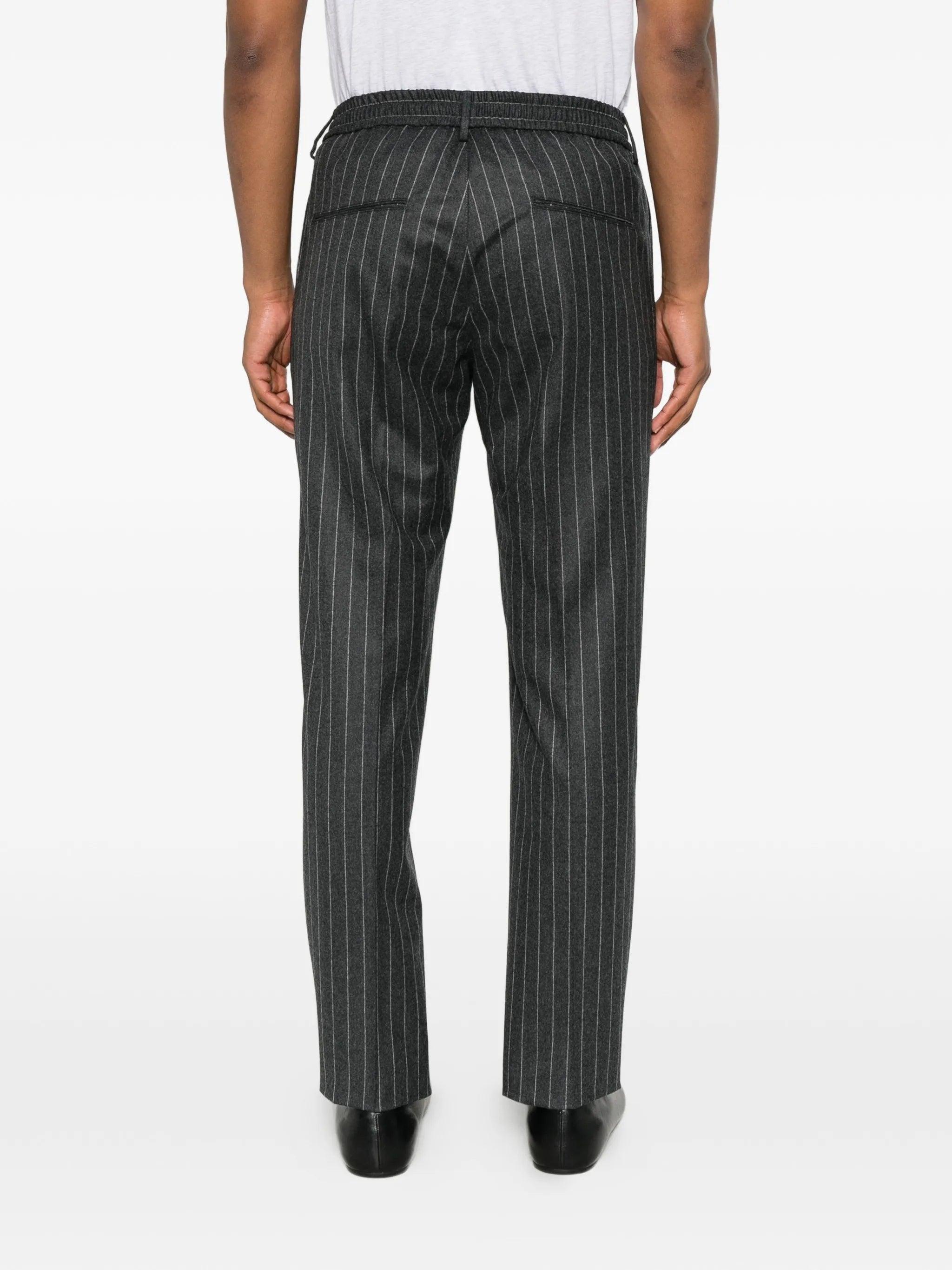 Tagliatore Tagliatore Pinstripe-pattern Drawstring-waist Trousers, view 2