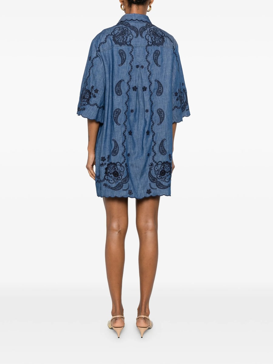 Zimmermann Zimmermann Mini Aster Paisley-embroidered Scalloped Dress, view 3