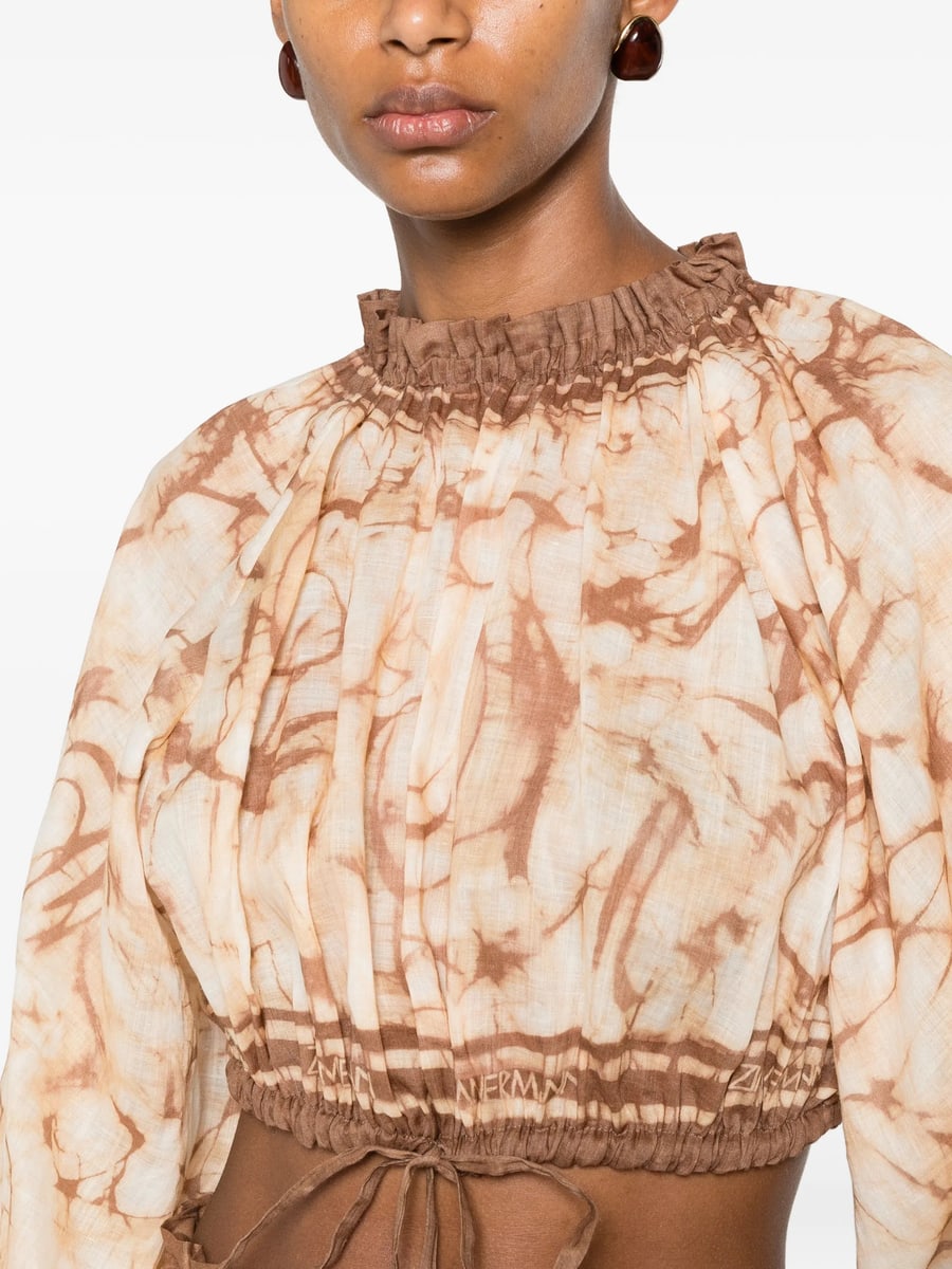 Zimmermann Zimmermann Tie-dye Cropped Blouse, view 3