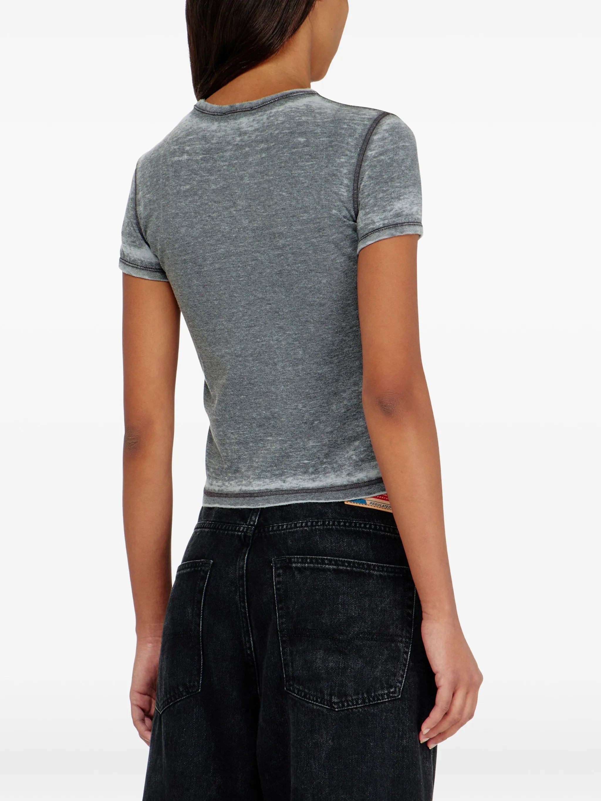 Diesel Diesel Slim Jersey T-shirt With Print And Studs, view 2