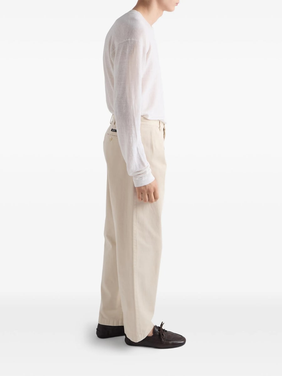 Prada Prada Wide-leg Cotton Pants, view 3