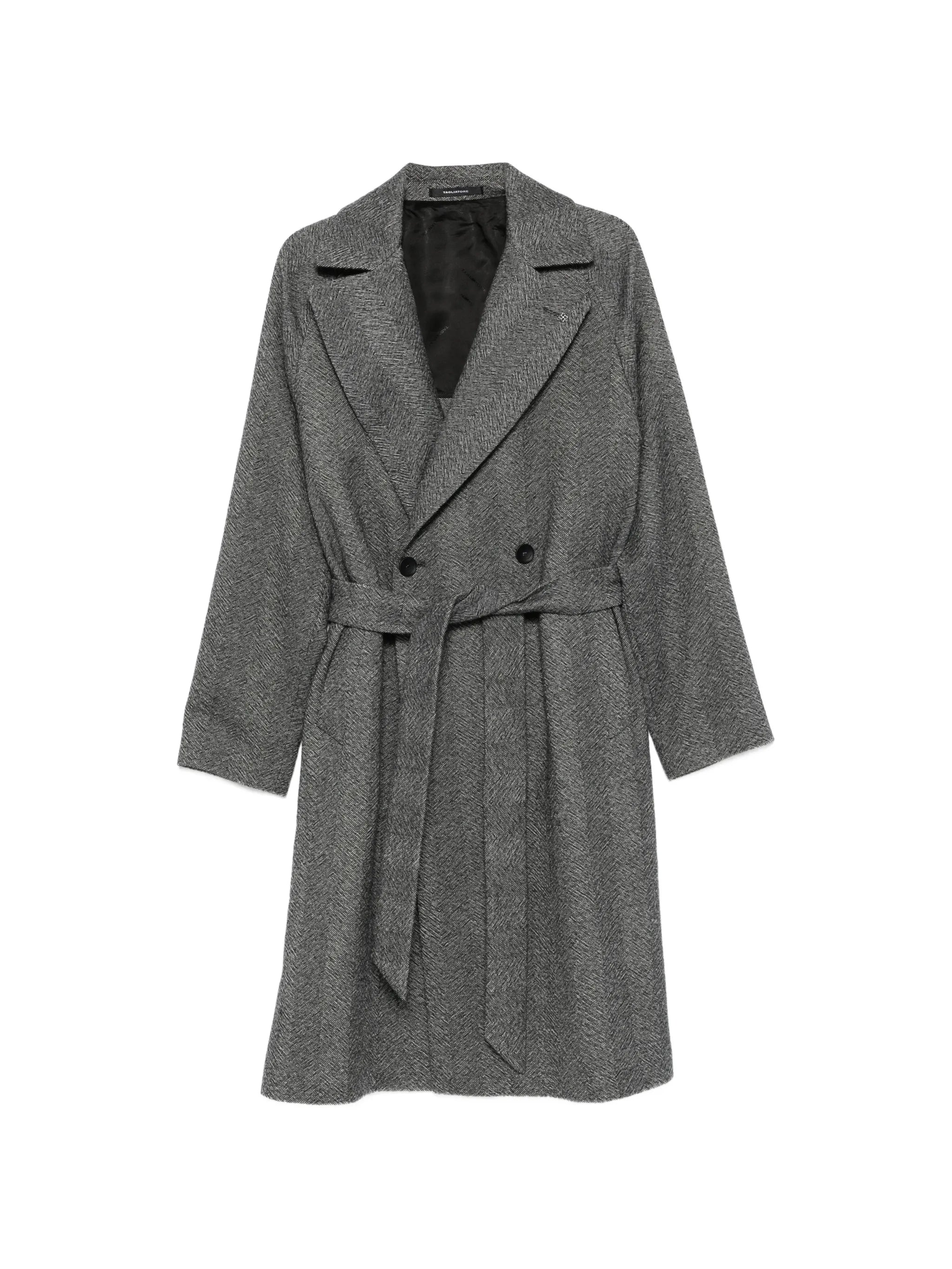 Tagliatore Tagliatore Herringbone-pattern Belted Coat