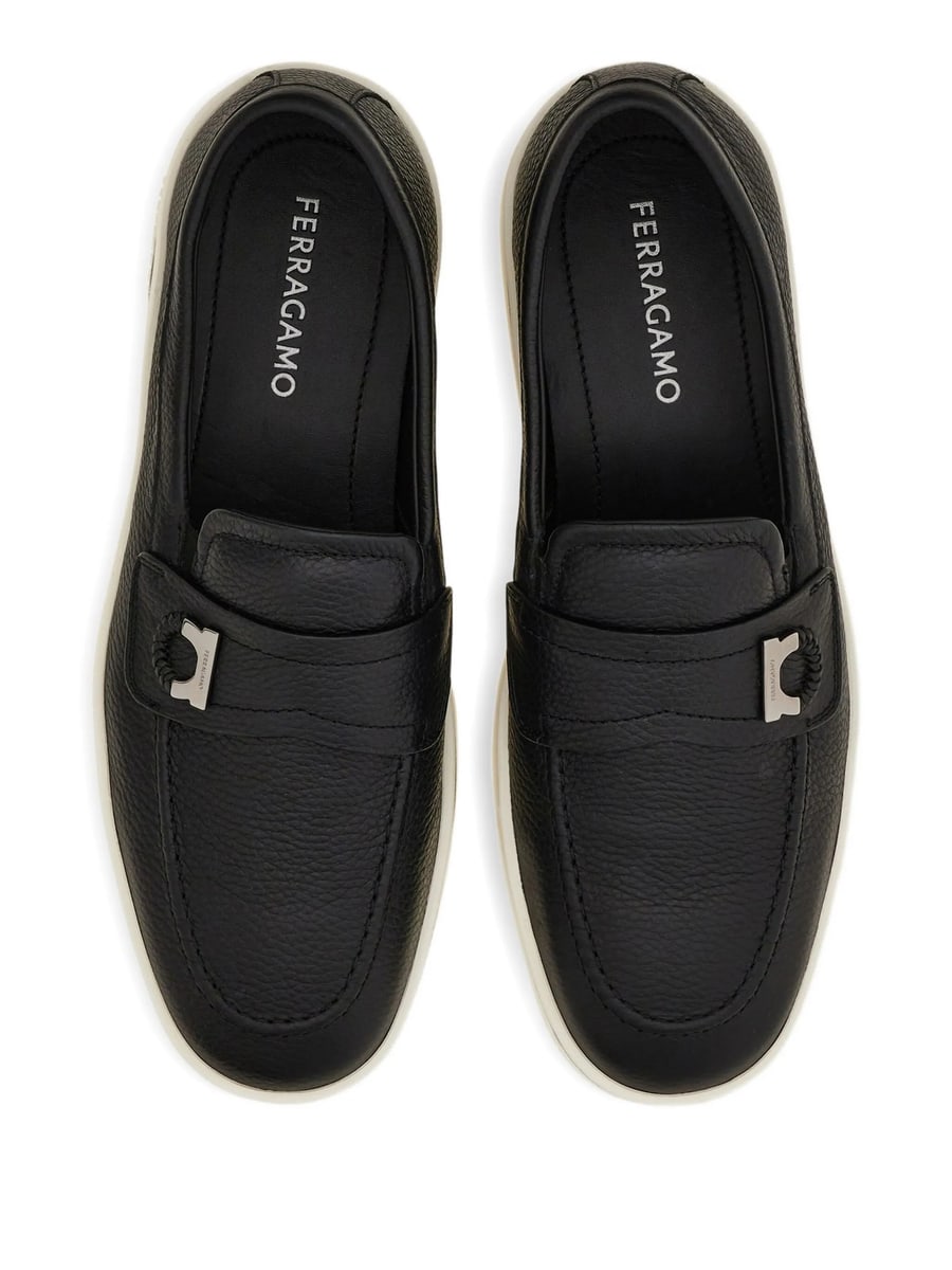 Ferragamo Ferragamo Boat Shoe Loafers With Gancini Ornament, view 2