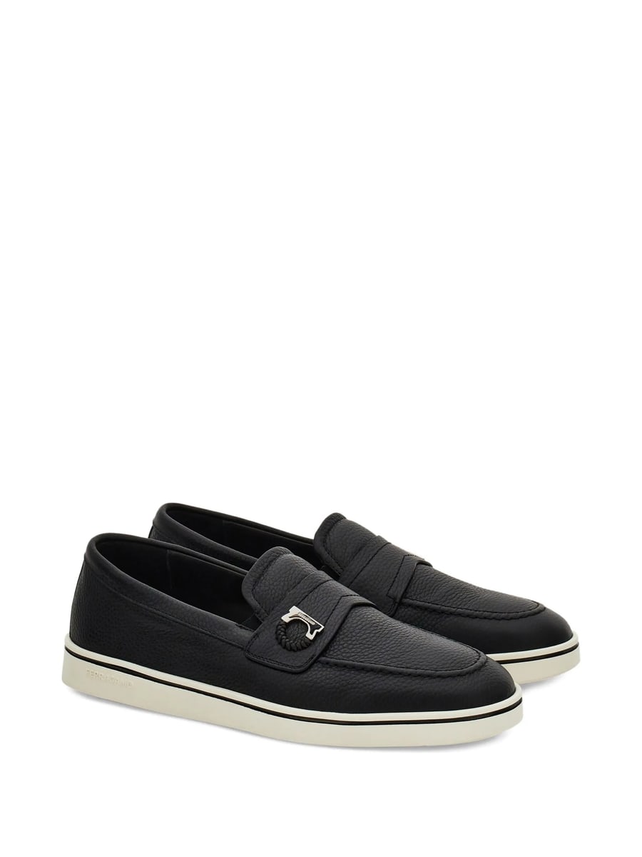 Ferragamo Ferragamo Boat Shoe Loafers With Gancini Ornament, view 3