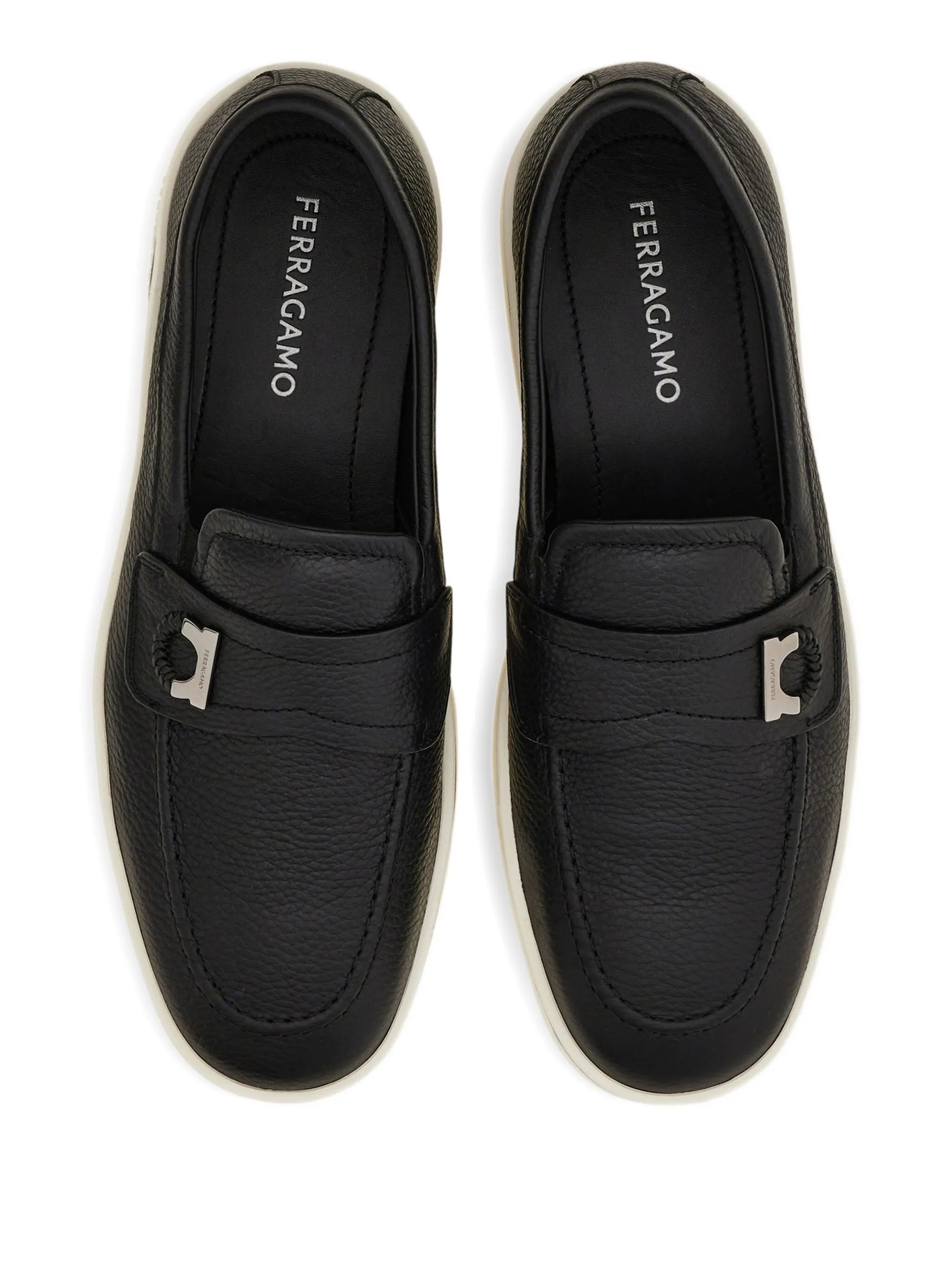 Ferragamo Ferragamo Boat Shoe Loafers With Gancini Ornament, view 2