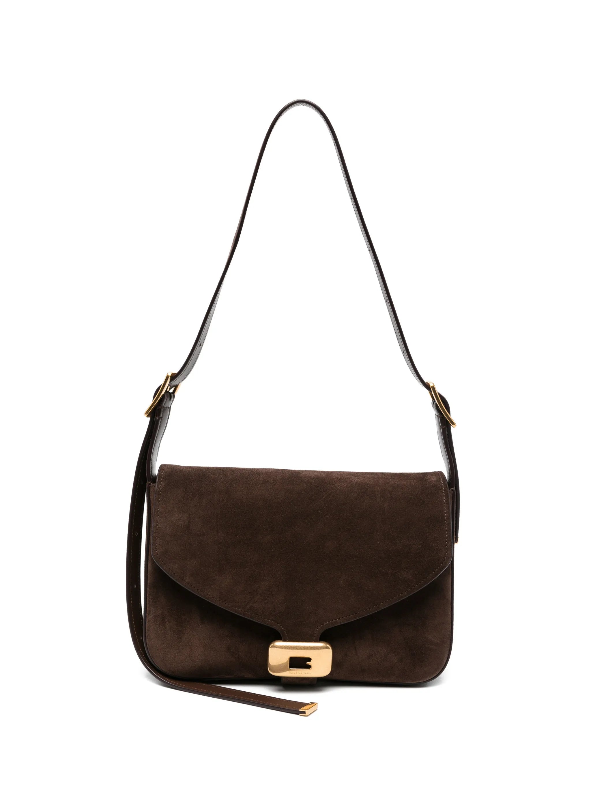 Balenciaga Balenciaga Suede Logo-buckle Shoulder Bag