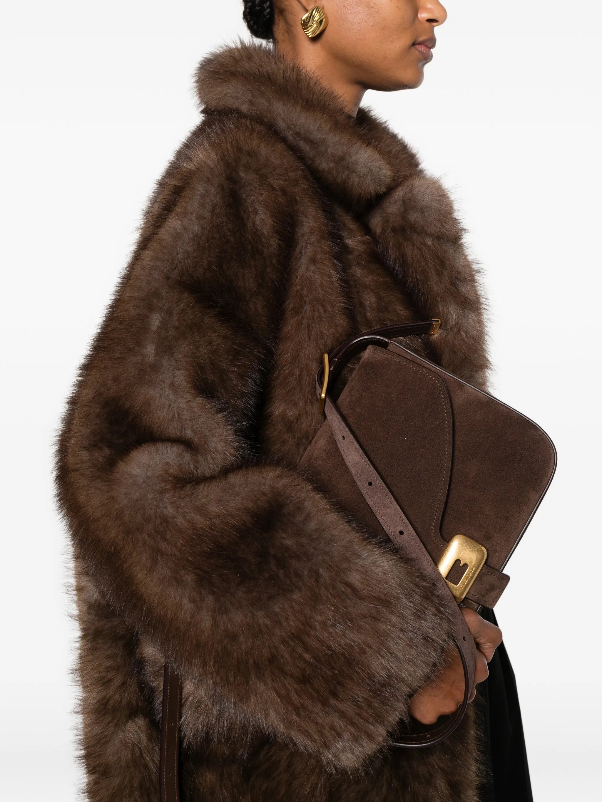 Balenciaga Balenciaga Suede Logo-buckle Shoulder Bag, view 2
