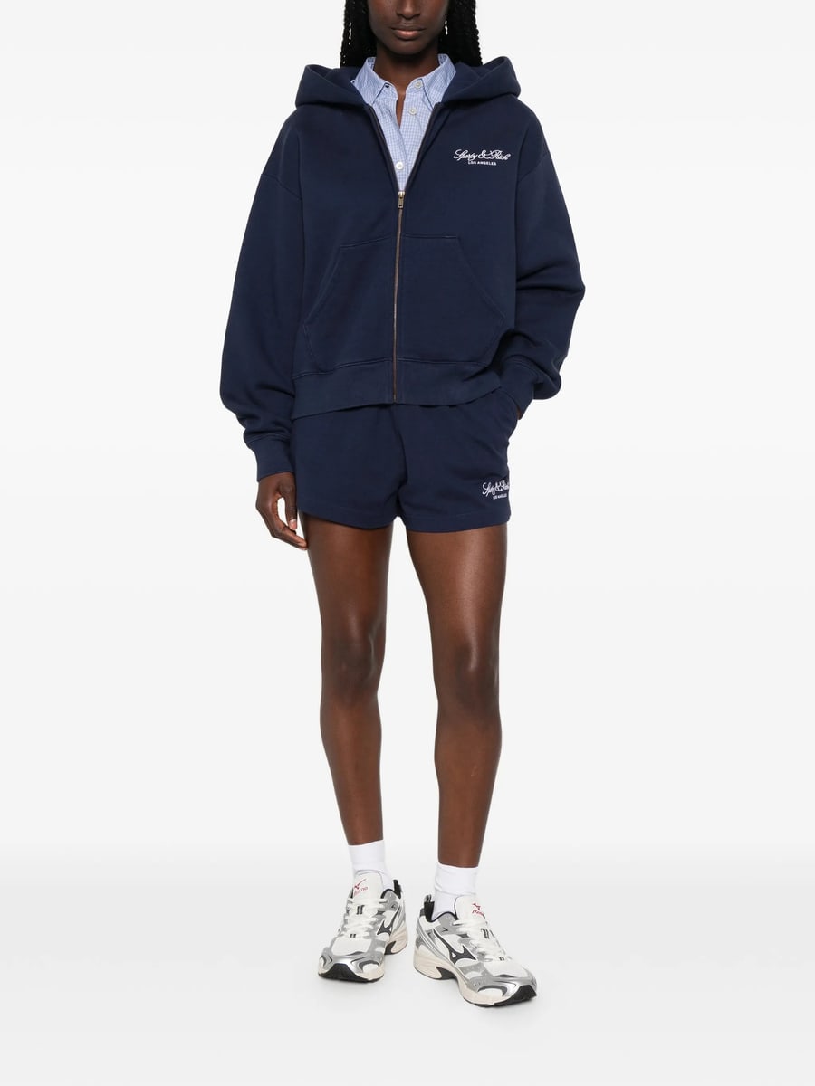 Sporty & Rich Sporty & Rich Logo-embroidered Zip-up Hoodie, view 3