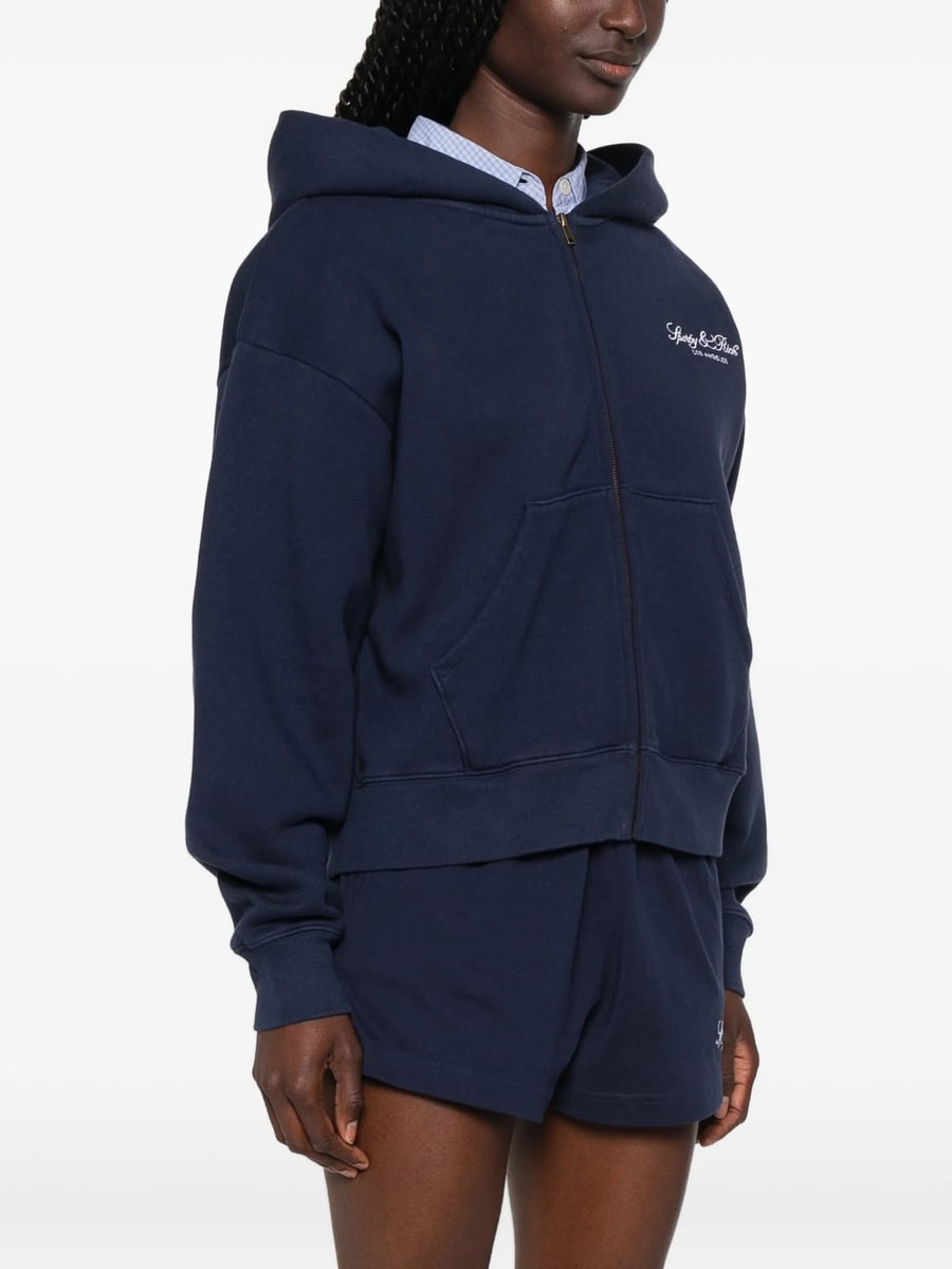 Sporty & Rich Sporty & Rich Logo-embroidered Zip-up Hoodie, view 4