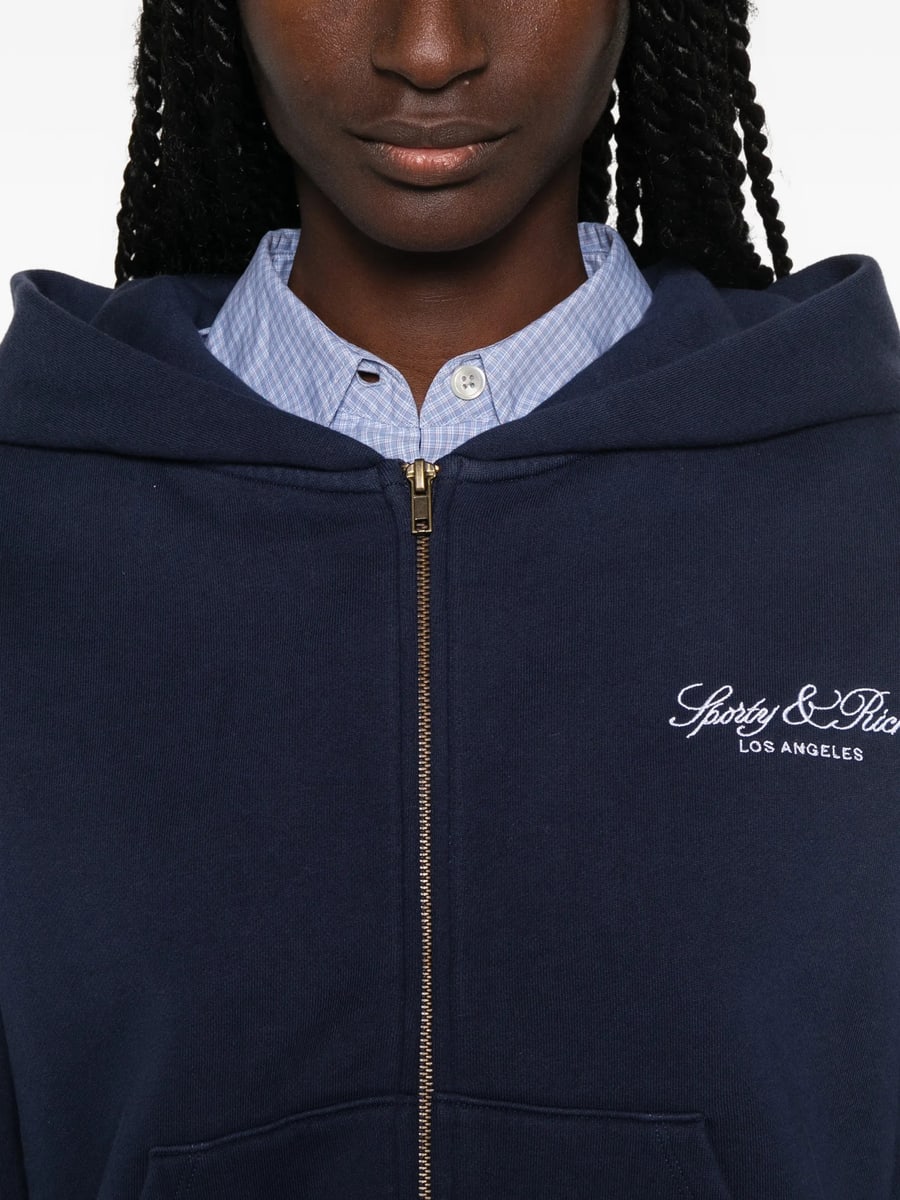 Sporty & Rich Sporty & Rich Logo-embroidered Zip-up Hoodie, view 5
