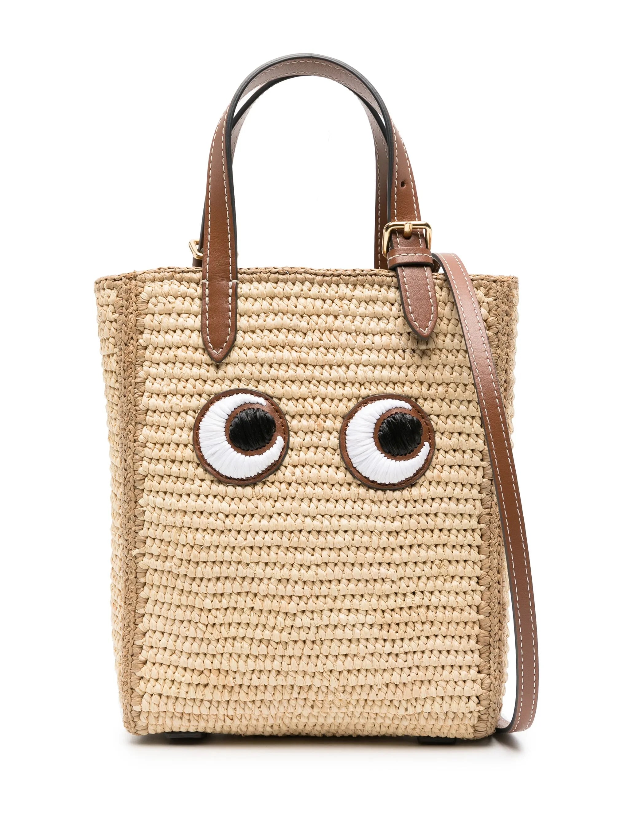 Anya Hindmarch Anya Hindmarch Eyes-embroidered Raffia Tote Bag