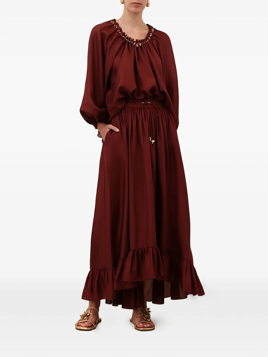 Zimmermann Zimmermann Aster Ruffled Drawstring Maxi Skirt, view 2