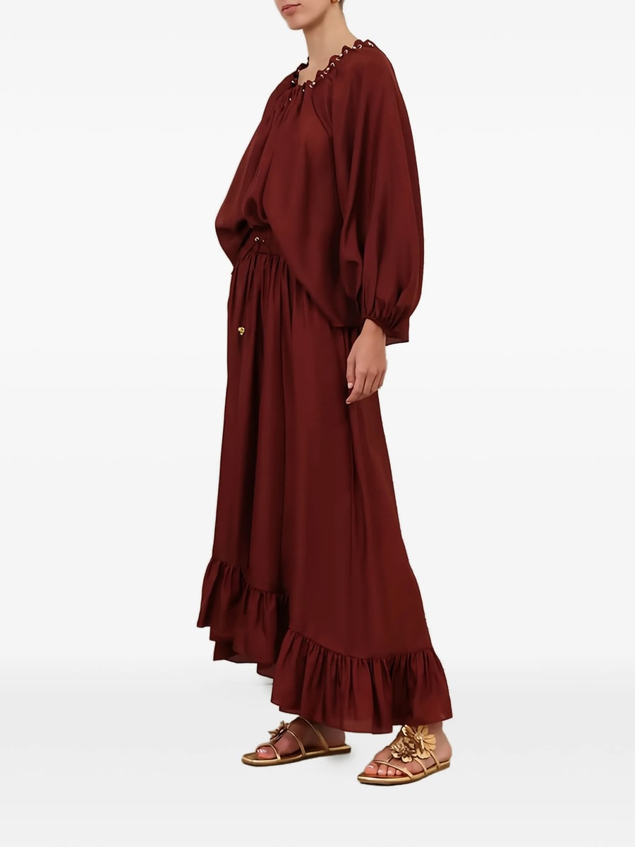 Zimmermann Zimmermann Aster Ruffled Drawstring Maxi Skirt, view 5