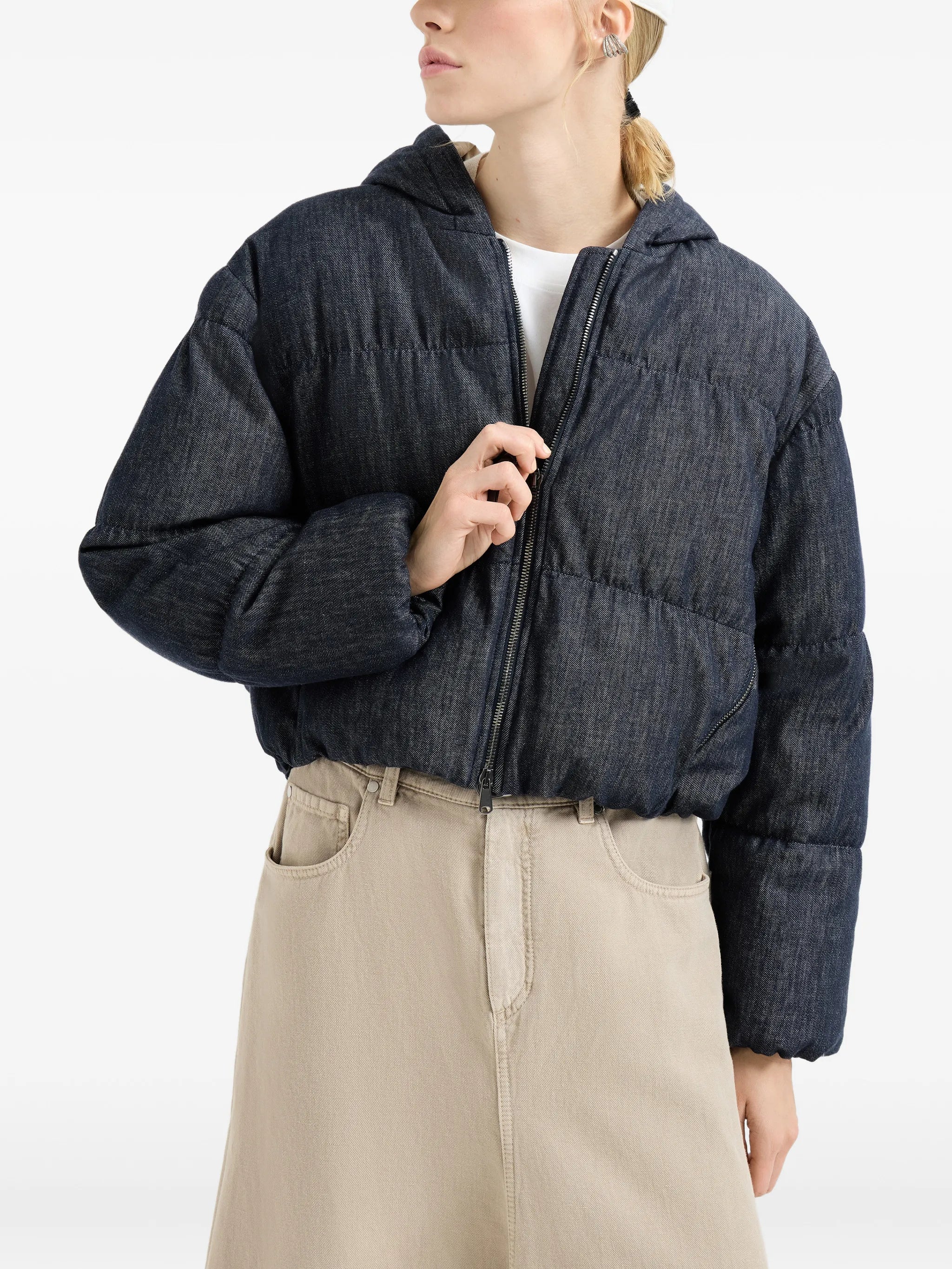 Brunello Cucinelli Brunello Cucinelli Hooded Denim-effect Jacket, view 2