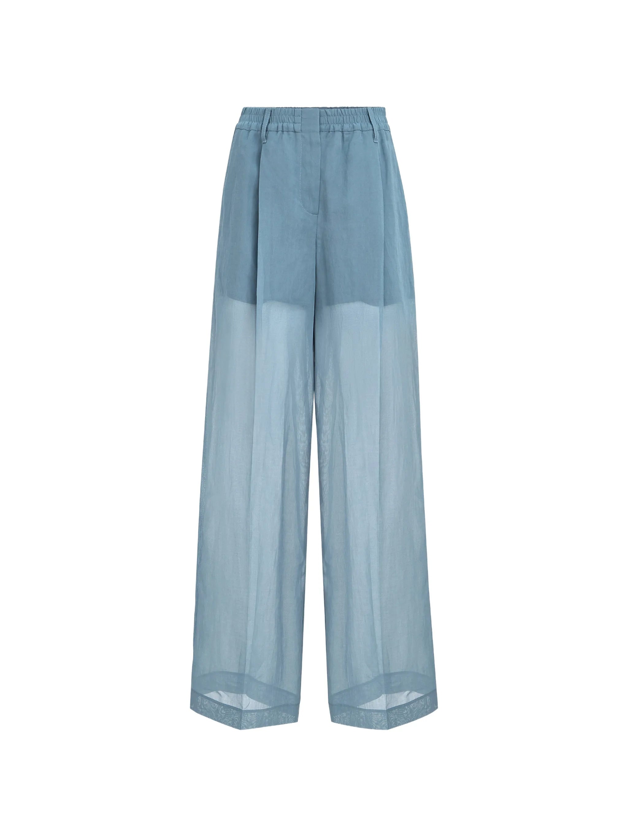 Brunello Cucinelli Brunello Cucinelli Cotton Organza Sartorial Track Trousers With Monili