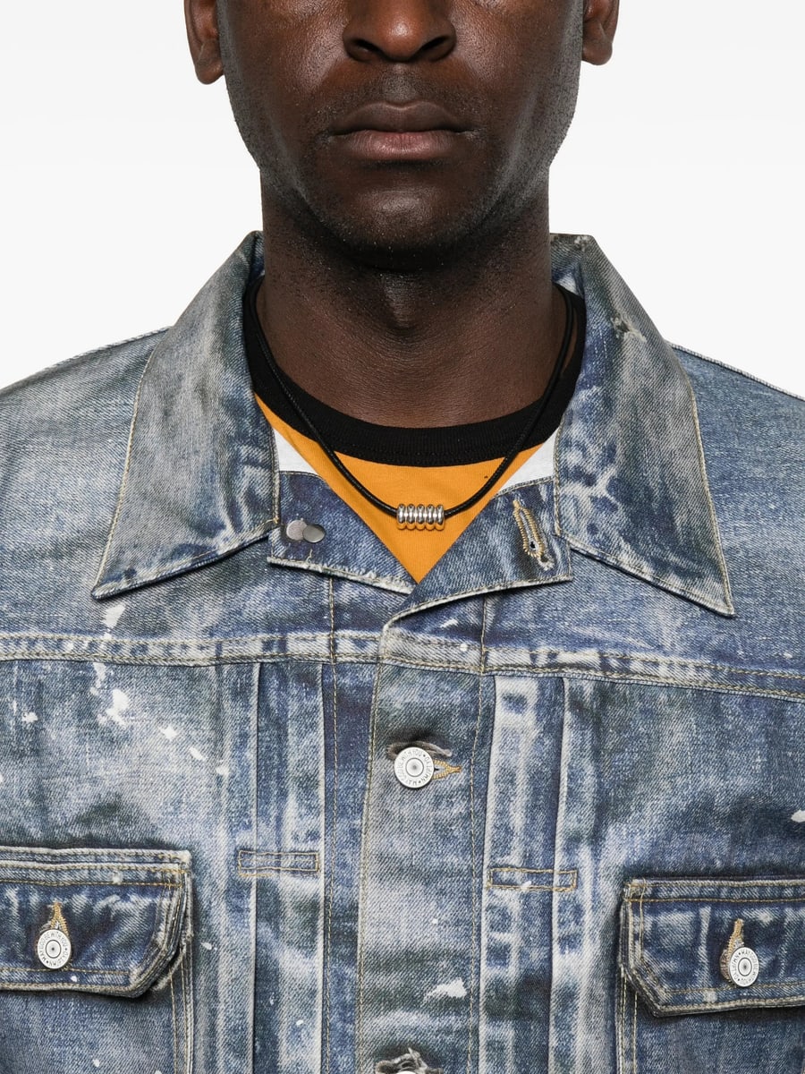 Junya Watanabe Junya Watanabe Distressed Paint-splatter Denim Jacket, view 2