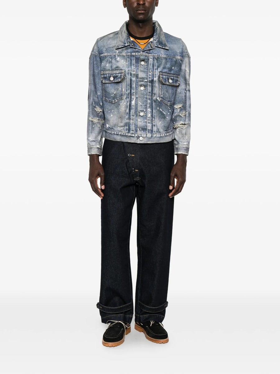Junya Watanabe Junya Watanabe Distressed Paint-splatter Denim Jacket, view 5