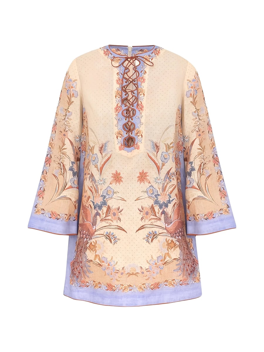 Zimmermann Zimmermann Indra Floral-print Lace-up Mini Dress