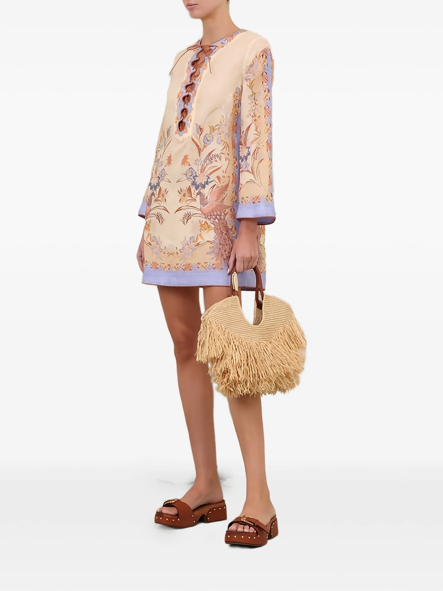 Zimmermann Zimmermann Indra Floral-print Lace-up Mini Dress, view 4