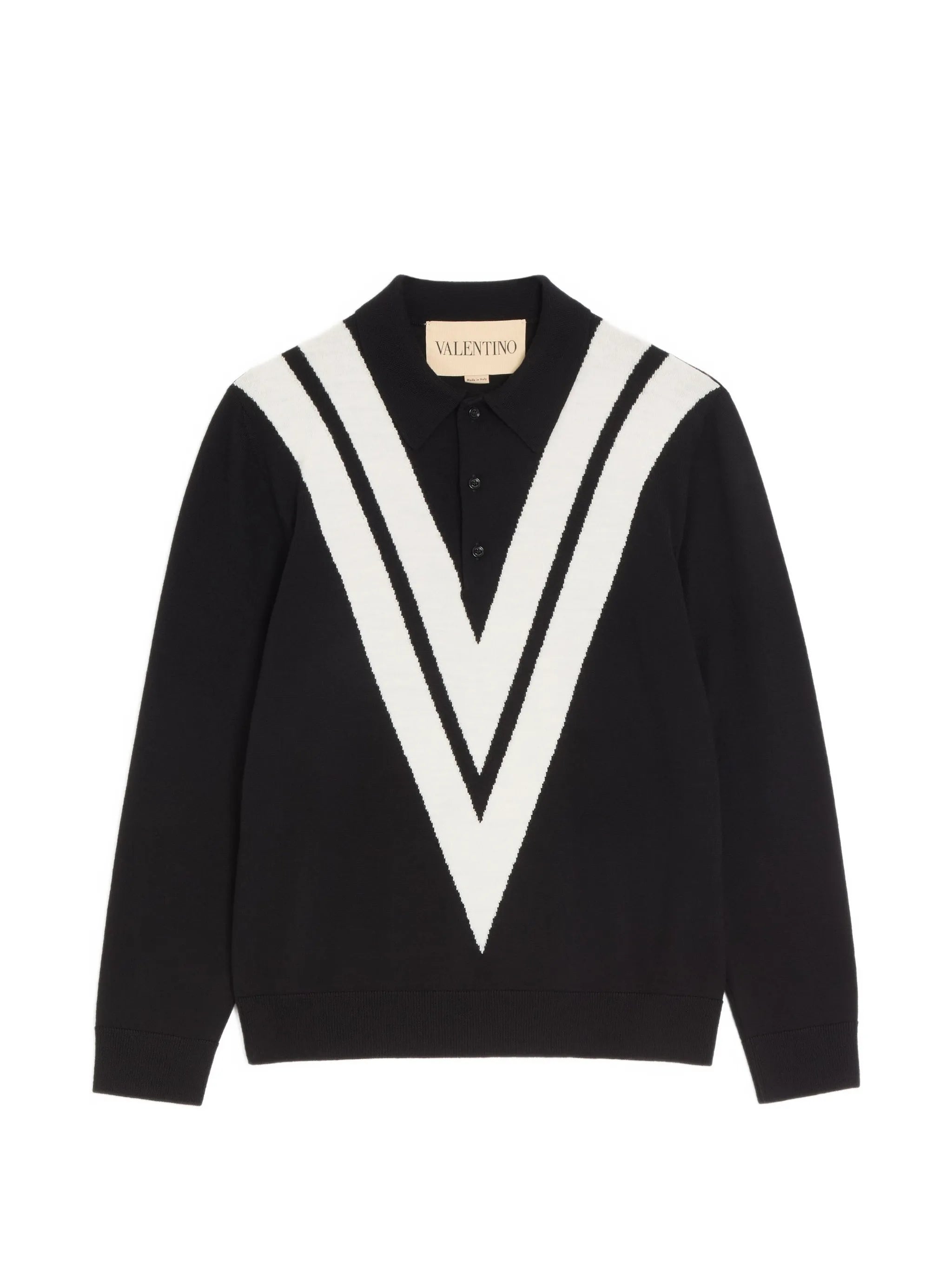 Valentino Valentino Wool Polo Shirt With Inlaid V