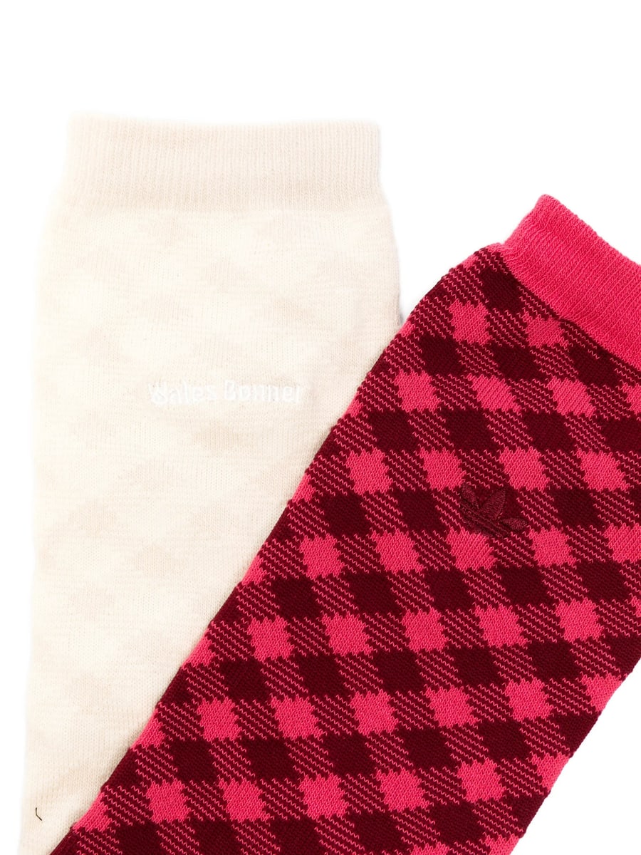 Adidas X Wales Bonner Adidas X Wales Bonner X Adidas Check-pattern Logo-embroidered Socks (set Of Two), view 3
