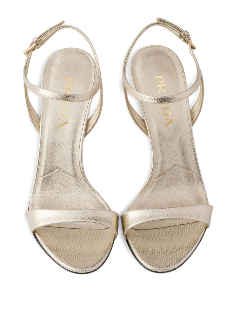 Prada Prada Leather Metallic Sandals, view 2