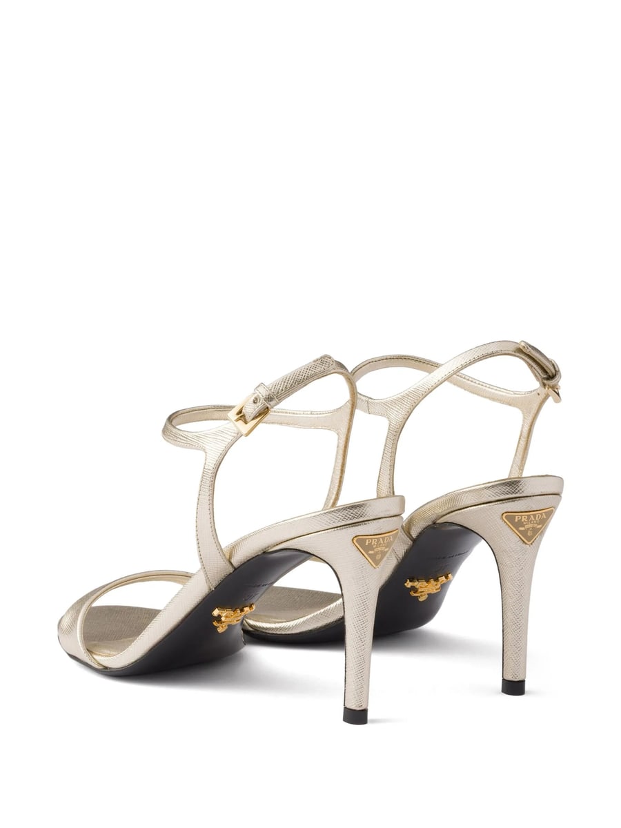 Prada Prada Leather Metallic Sandals, view 4
