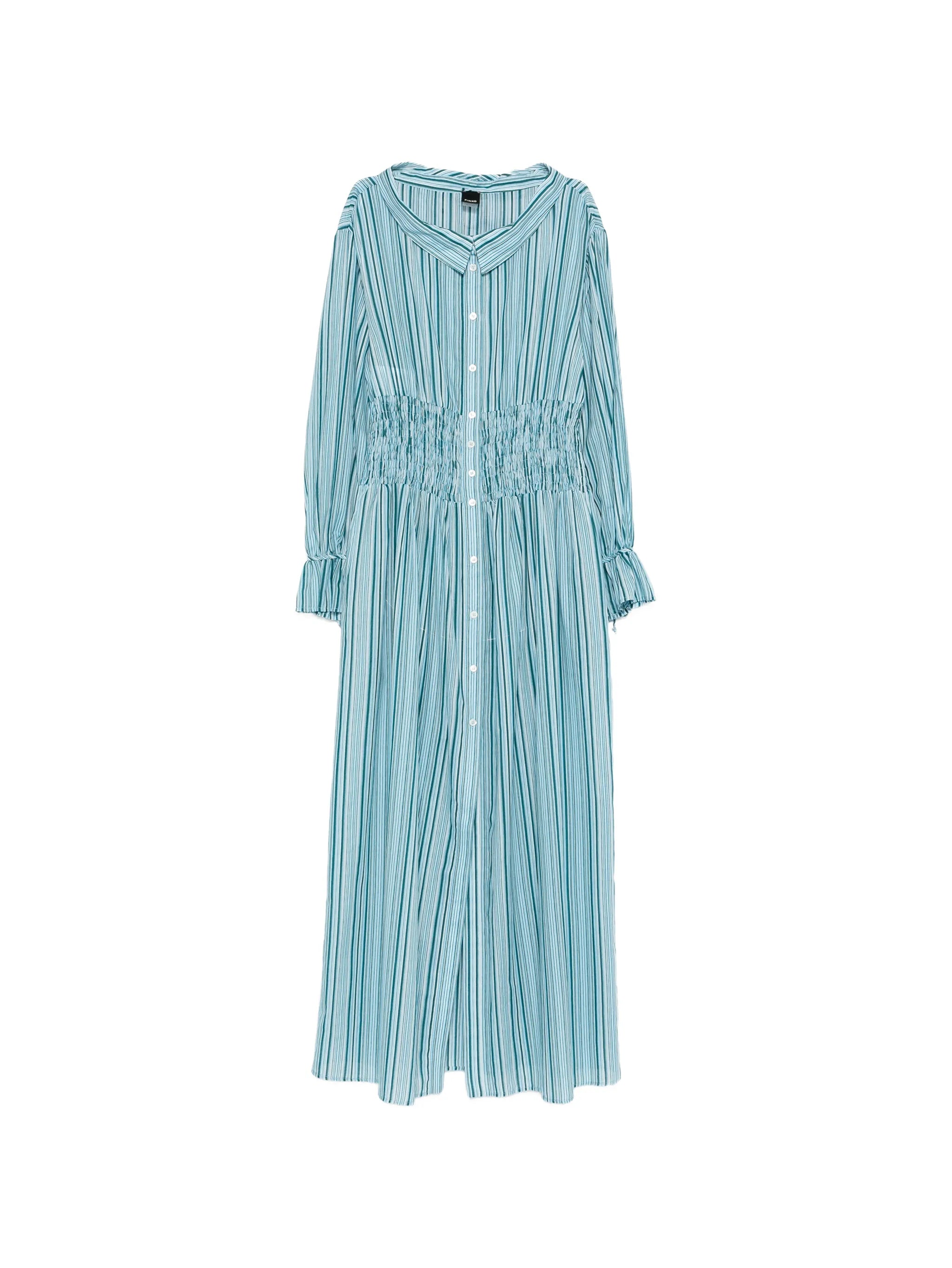 Pinko Pinko Striped Ruffle Maxi Dress