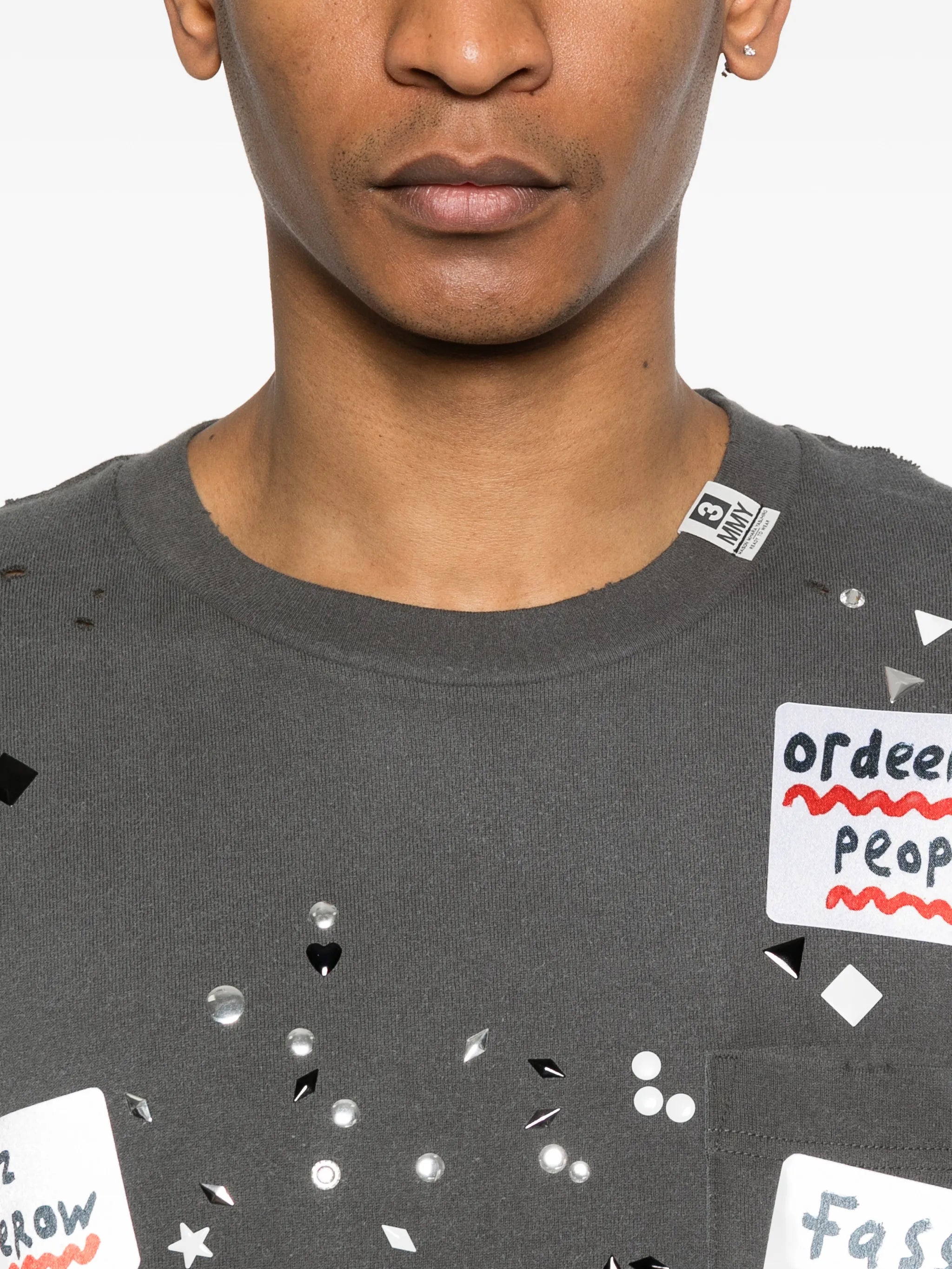 Maison Mihara Yasuhiro Maison Mihara Yasuhiro Sticker-embellished T-shirt, view 2