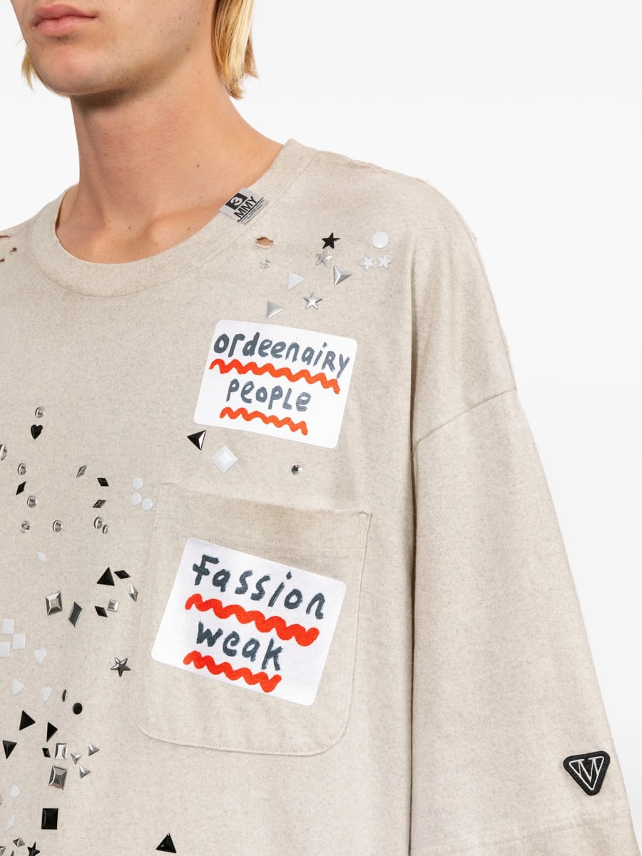 Maison Mihara Yasuhiro Maison Mihara Yasuhiro Embellished-sticker T-shirt, view 2